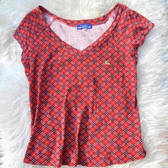 Rare Red Burberry Nova Check Top Size Small - Picture 1 of 4